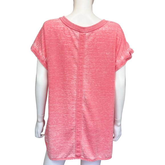 Avenue Pink Floral Embellished Short Sleeve Top Cotton Blend Womens Size 14/16 - Picture 2 of 7